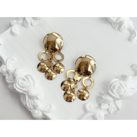 Sandy Baker Sterling Silver Vintage Gold T Vermeil Chandelier Earrings - Picture 5 of 10